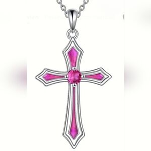 Pink Cross Necklace